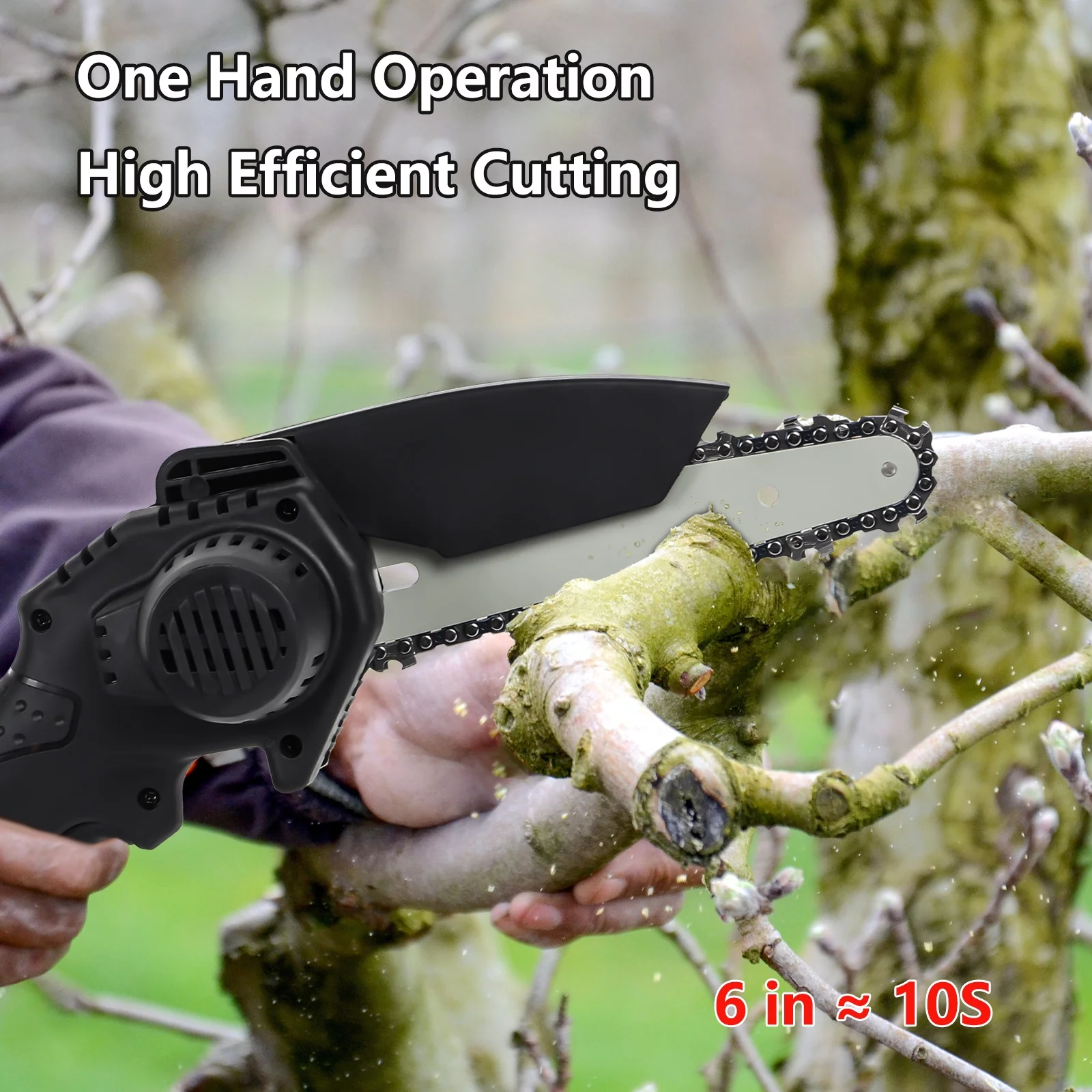 6in Electric Mini Chainsaw Battery Powered Woodcutter Tree Trimmer