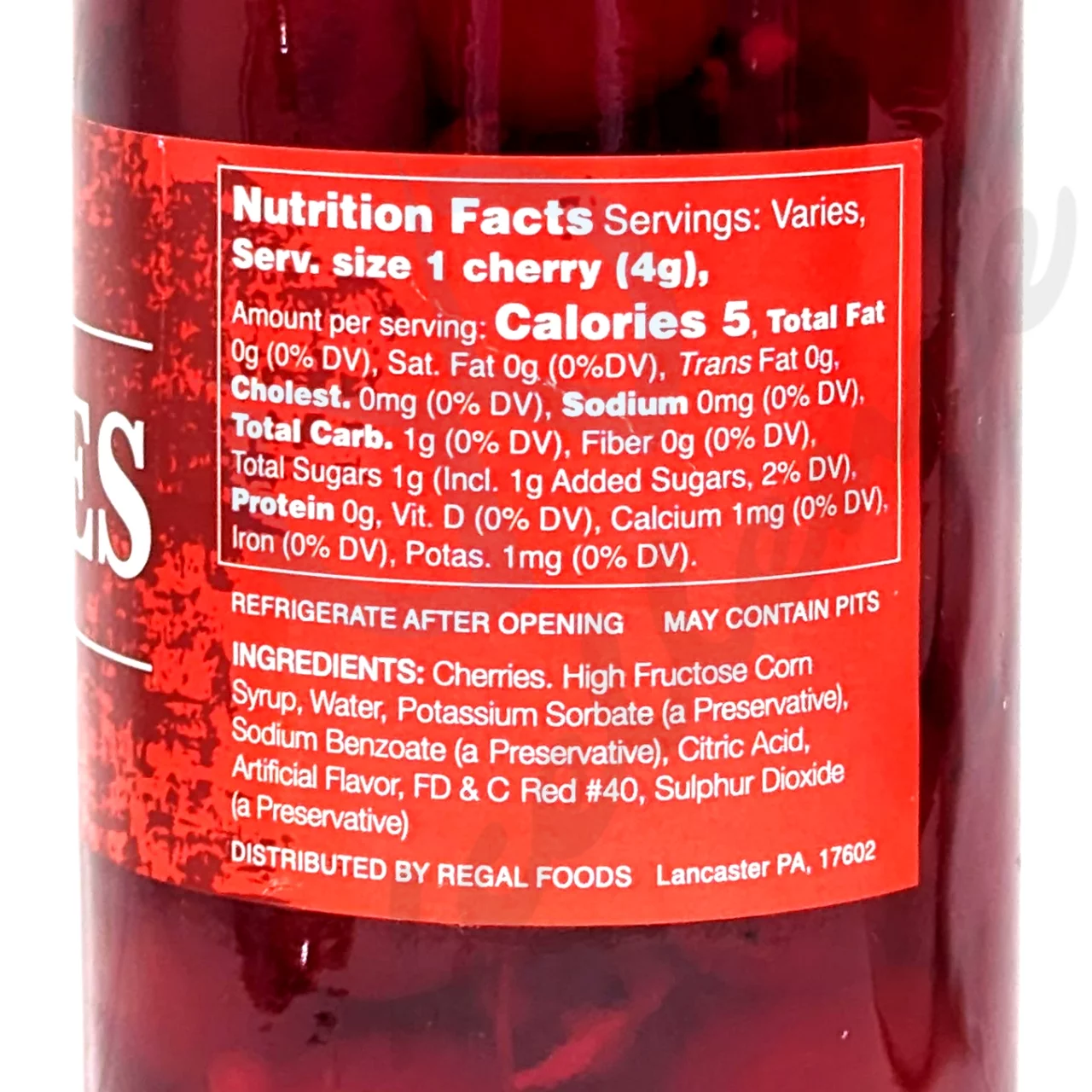 Regal Red Maraschino Cherries with Stem 16 oz Gluten-Free Kosher Made in the USA