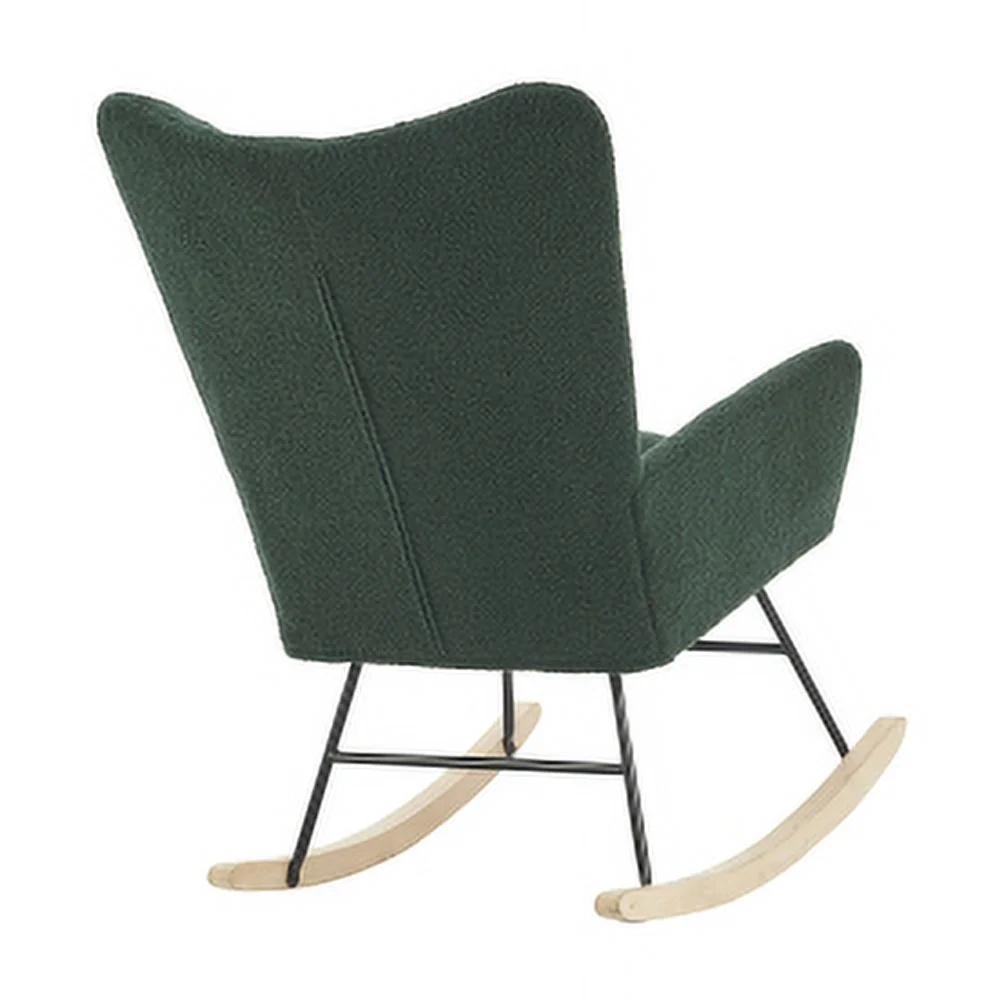 Rocking Chair Nursery, Solid Wood Legs Reading Chair withTeddy Fabric Upholstered