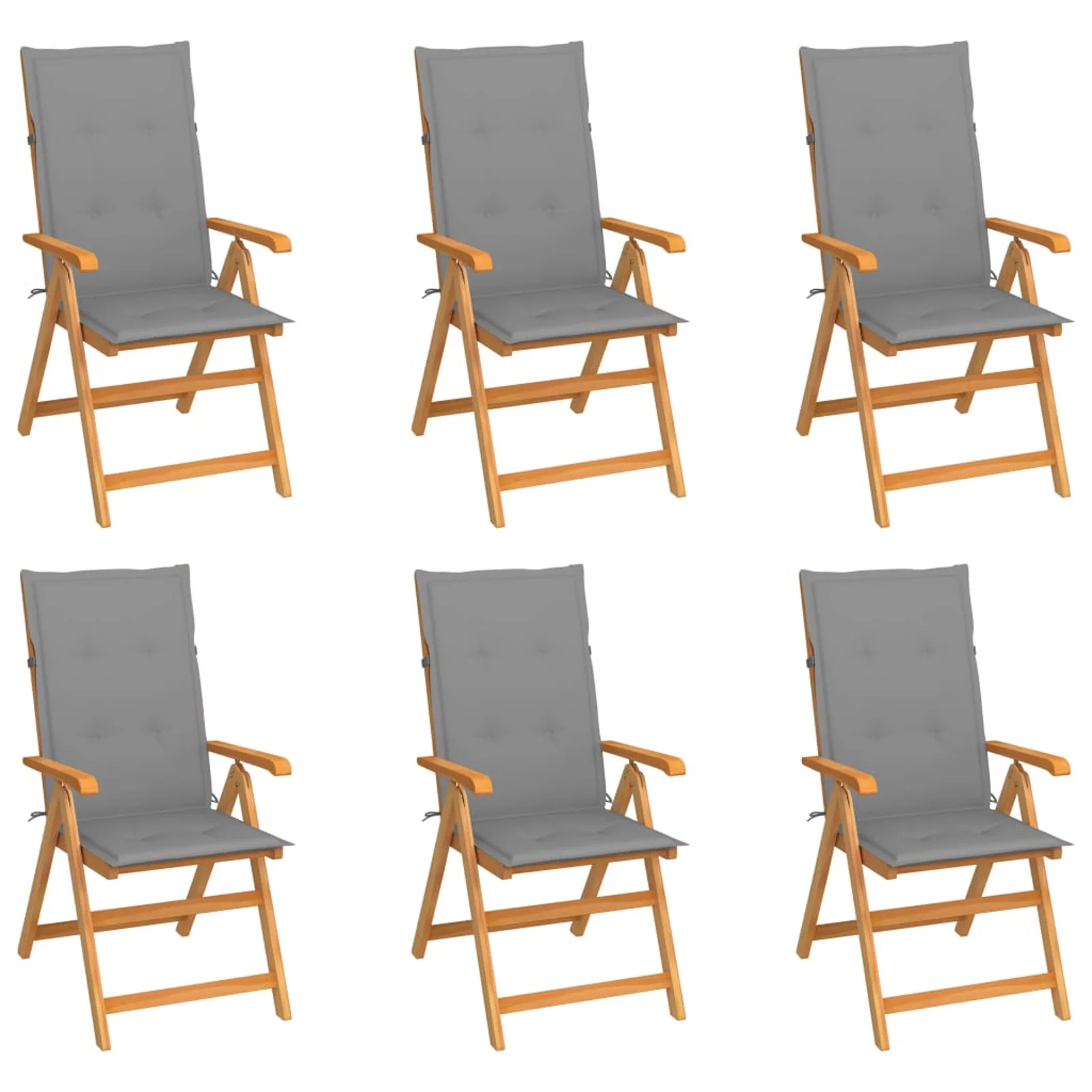 ametoys Patio Chairs 6 pcs with Gray Cushions Solid Teak Wood
