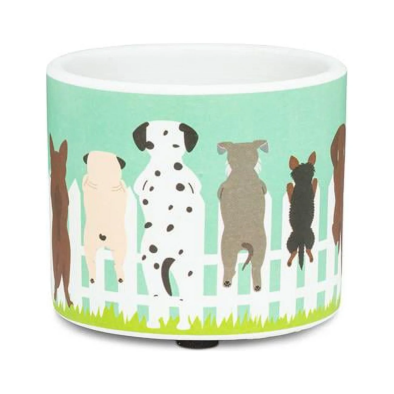 Abbott Collection AB-27-PL-DM-03-XS 3 in. Dogs on Fence Planter, Turquoise - Extra Small