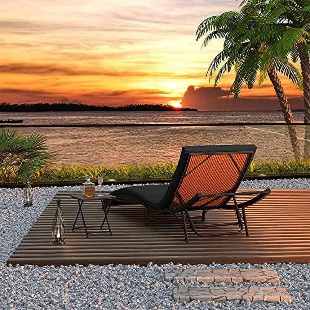 LNSETGC 3 Pieces Patio Chaise Lounge Set Outdoor PE Rattan Lounge Chair Adjustable Backrest Reclining Chair with  and Cushion for Patio Poolside Backyard Porch Beach(Navy Blue)
