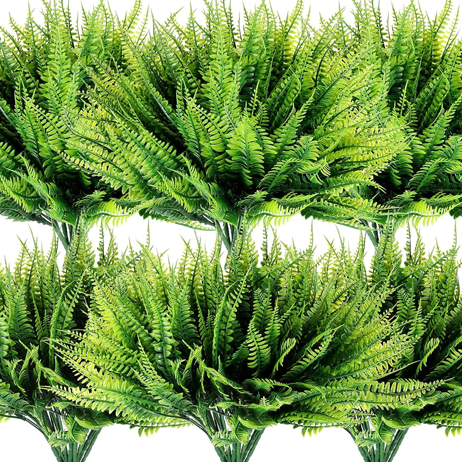 Viworld 8PCS  Artificial Boston Fake Fern Plants Greenery Outdoor UV Resistant Fake Plants Shrubs Plastic Plant for Garden Porch Window Box Hanging Planter Decor