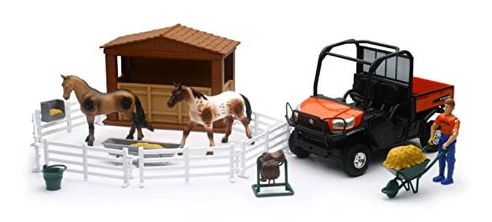 New Ray 1/18 Kubota RTV-X1120D with Horses Playset SS-33343