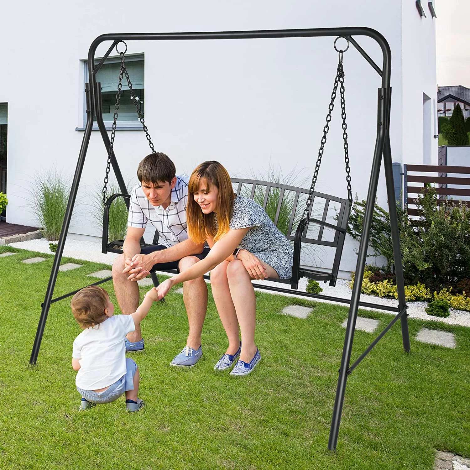 Metal Swing Stand, 550lbs Heavy Duty Steel A-Frame Stand Powder Coated Finish for Kids, Adults Outdoor Backyard Patio Porch