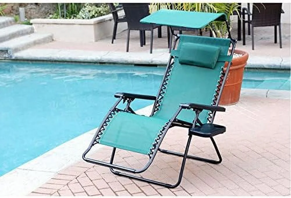 Oversized Chair With Sunshade And Drink Tray - Green