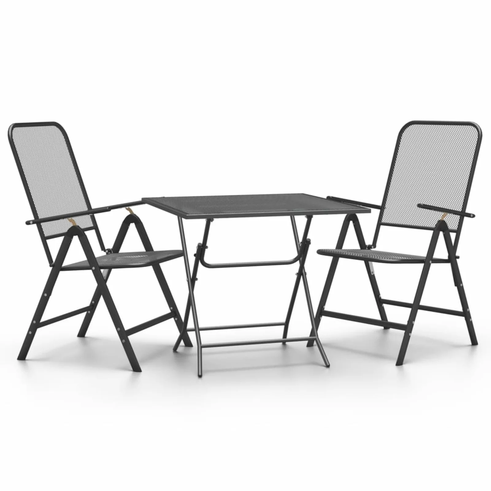 Tomshoo 3 Piece Patio Dining Set Expanded Metal Mesh Anthracite
