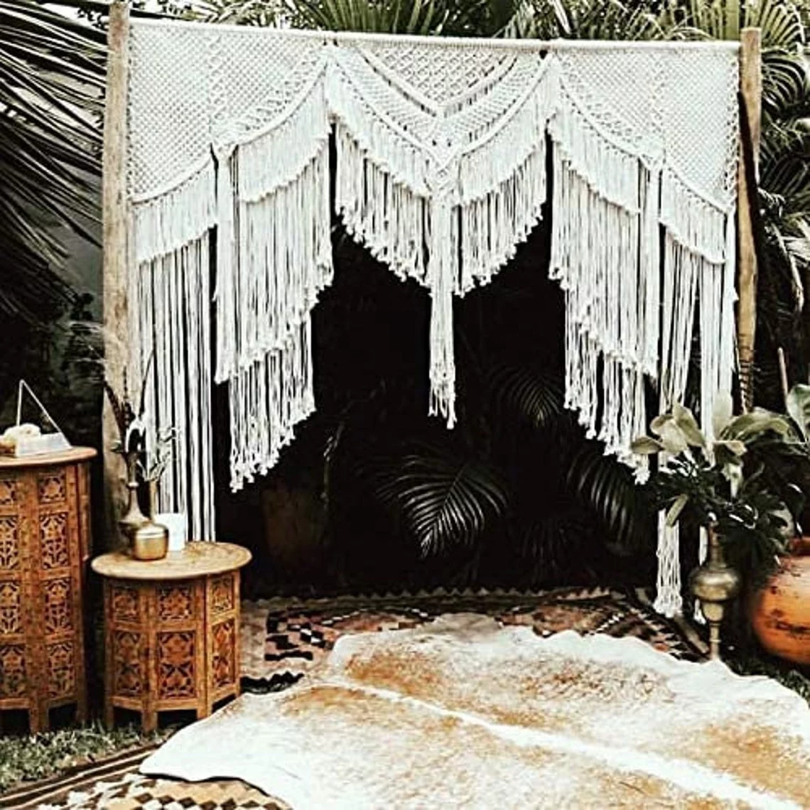 KNITTWORLD Handmade Wooden Rod Bohemian Decoration/ Wall Arch Backdrop Wedding /Macramé Wall Tapestry/ LARGE