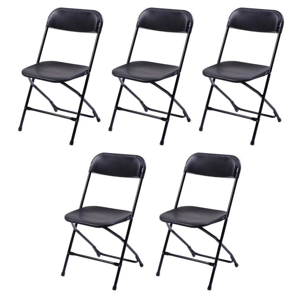 Lot 6 Plastic Commercial Wedding Quality Stackable Folding Chairs Party Black