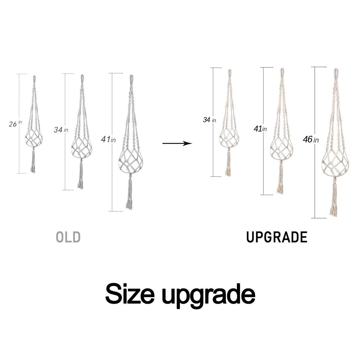 AOMGD 3 Pack Macrame Plant Hanger and 3 PCS Hooks Indoor Outdoor Hanging Plant Holder Hanging Planter Stand Flower Pots for Decorations - Cotton Rope, 4 Legs, 3 Sizes