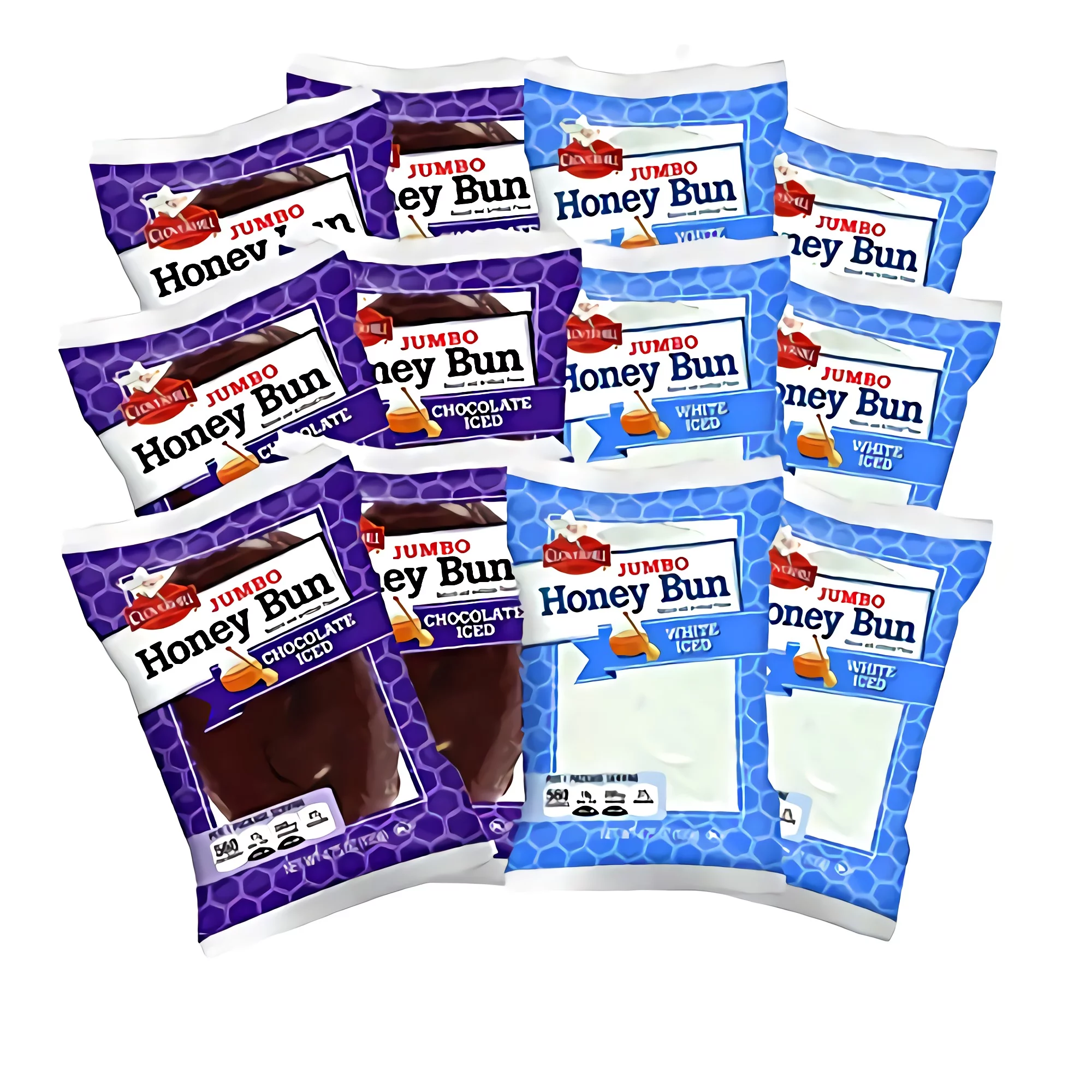 (3 pack) Tribeca Curations | Cloverhill Jumbo White Iced & Chocolate Iced Honey Bun Combo | 12 Pack