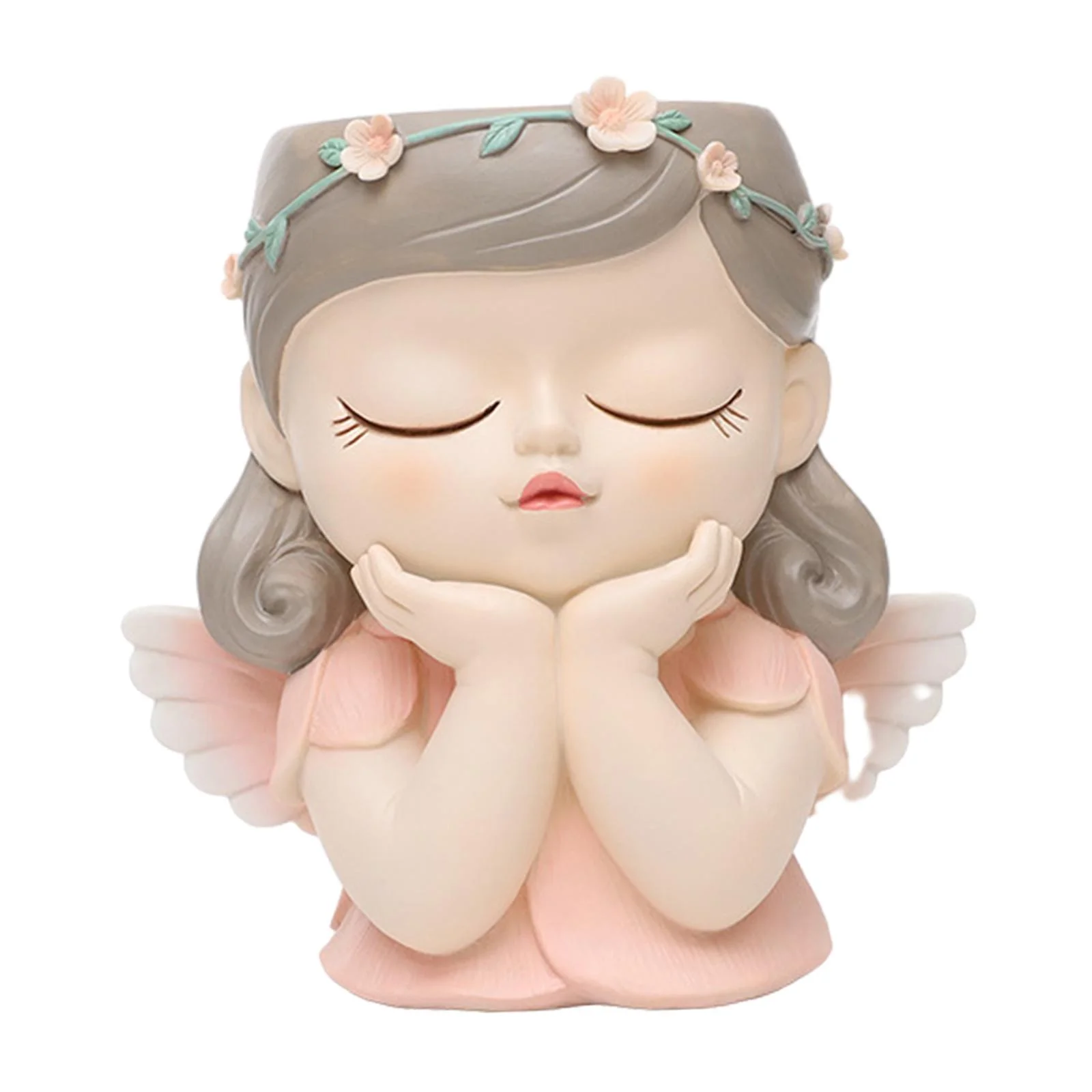 figatia Elf Girl Flower Pot with Drainage Hole Cute Bedroom Office Outdoor Plant Pot B