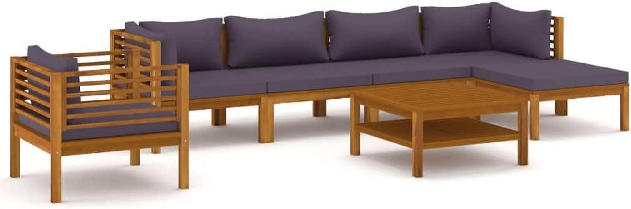 Furniture Sets 7 Piece Patio Lounge Set with Cushion Solid Acacia Wood Outdoor Benches Outdoor Tables for Conversation Dining