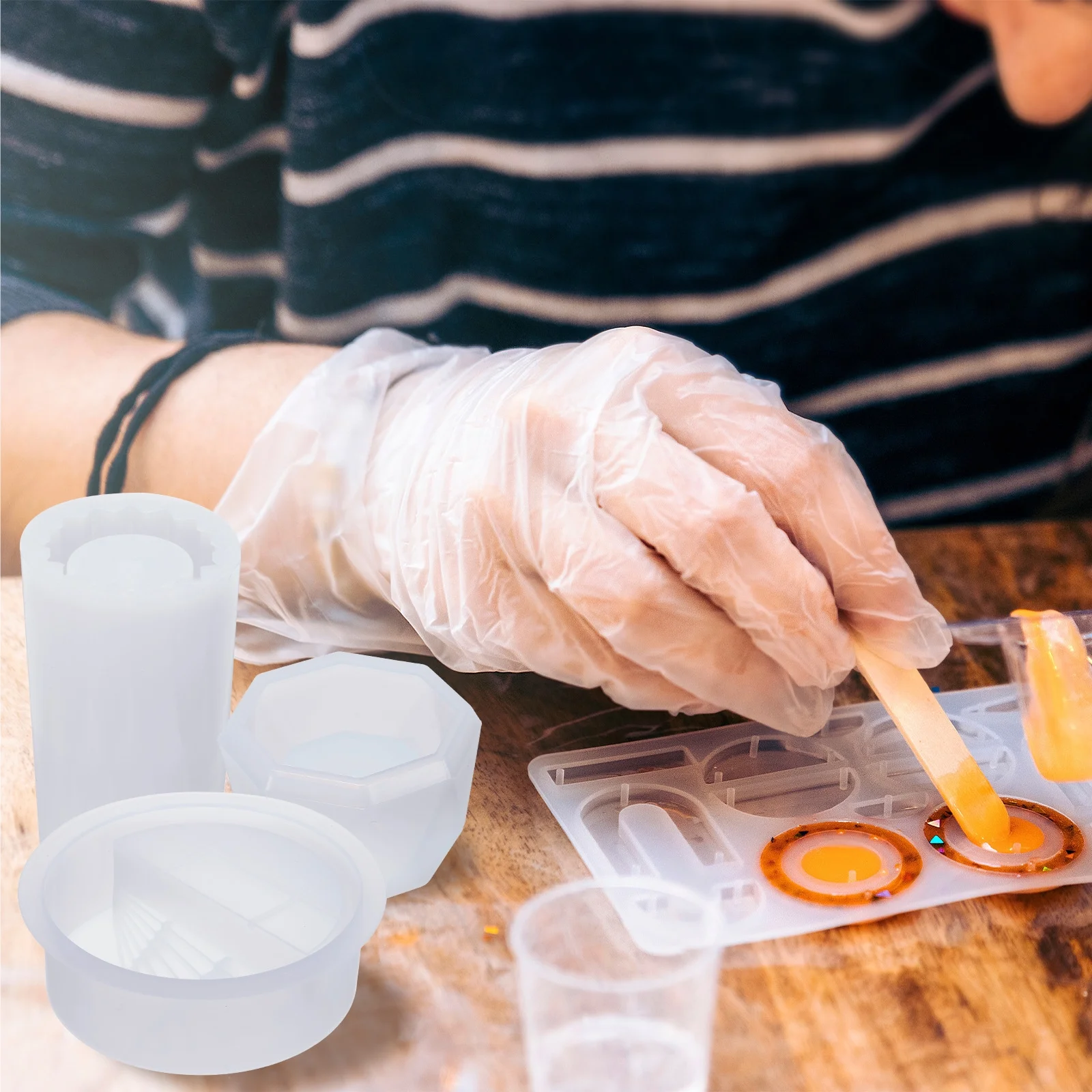 Uxcell Silicone Planter Mold, Hexagon Flower Pot Mold Succulent Mold, Pink