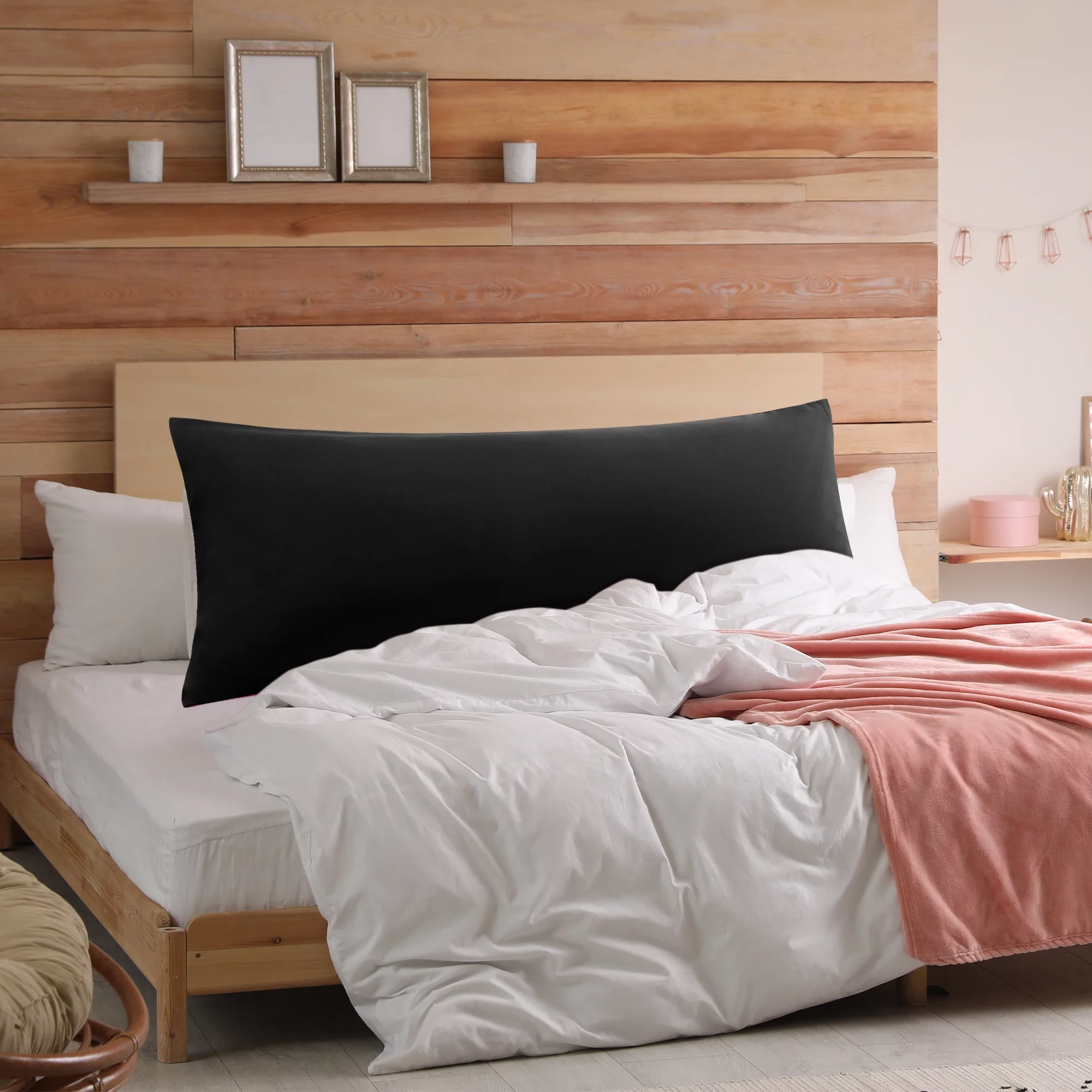 REGALWOVEN Microfiber Body Pillowcase with Zipper Closure, Black, Body(20