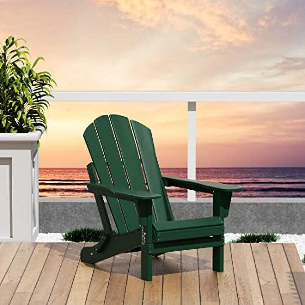 Home Furniture Adirondack Chair  Patio All Weather Folding Chair For Garden Lawn Backyard (Dark Green)