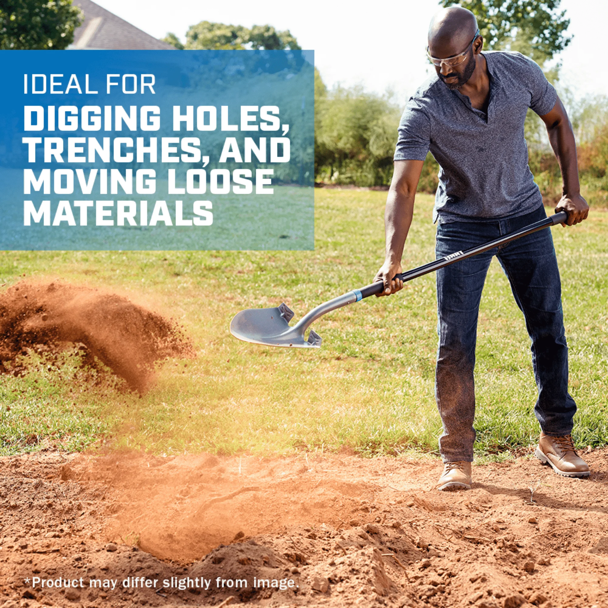 HART Heavy-Duty Steel Digging Shovel with Fiberglass Handle and Anti Slip Step Tread