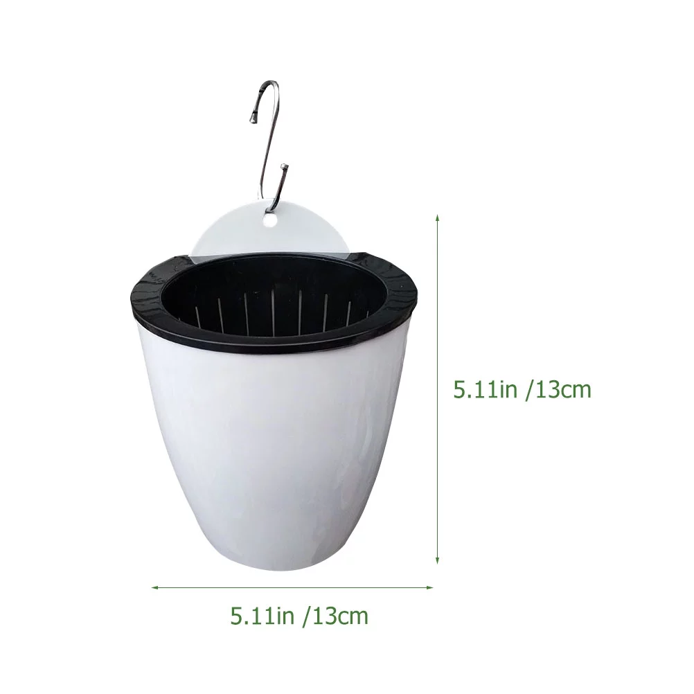 Plastic Flower Container Hanging Pots Flowerpot Large Plant Self Watering Planter Household White 6 Sets