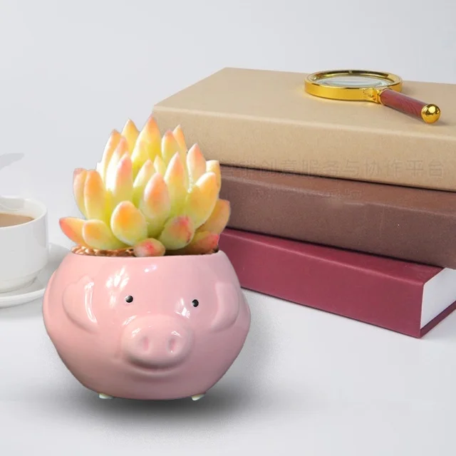 Adorable Miniature Cute Animal Ceramic Flower Pot Planters for Cartoon Succulent Plants - Charming Pots for Garden Decoration