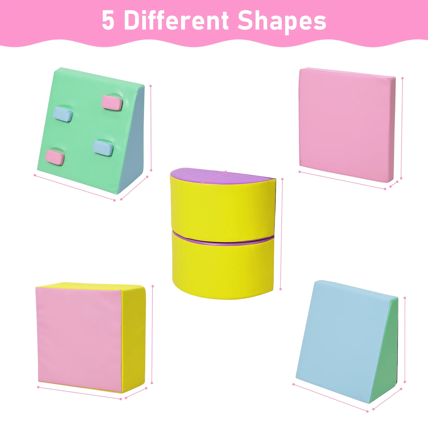 Climbing Blocks for Toddlers and Preschoolers - Soft Climbing Indoor Set - Active Play Set for Climbing, Crawling, and Sliding, 5PCS