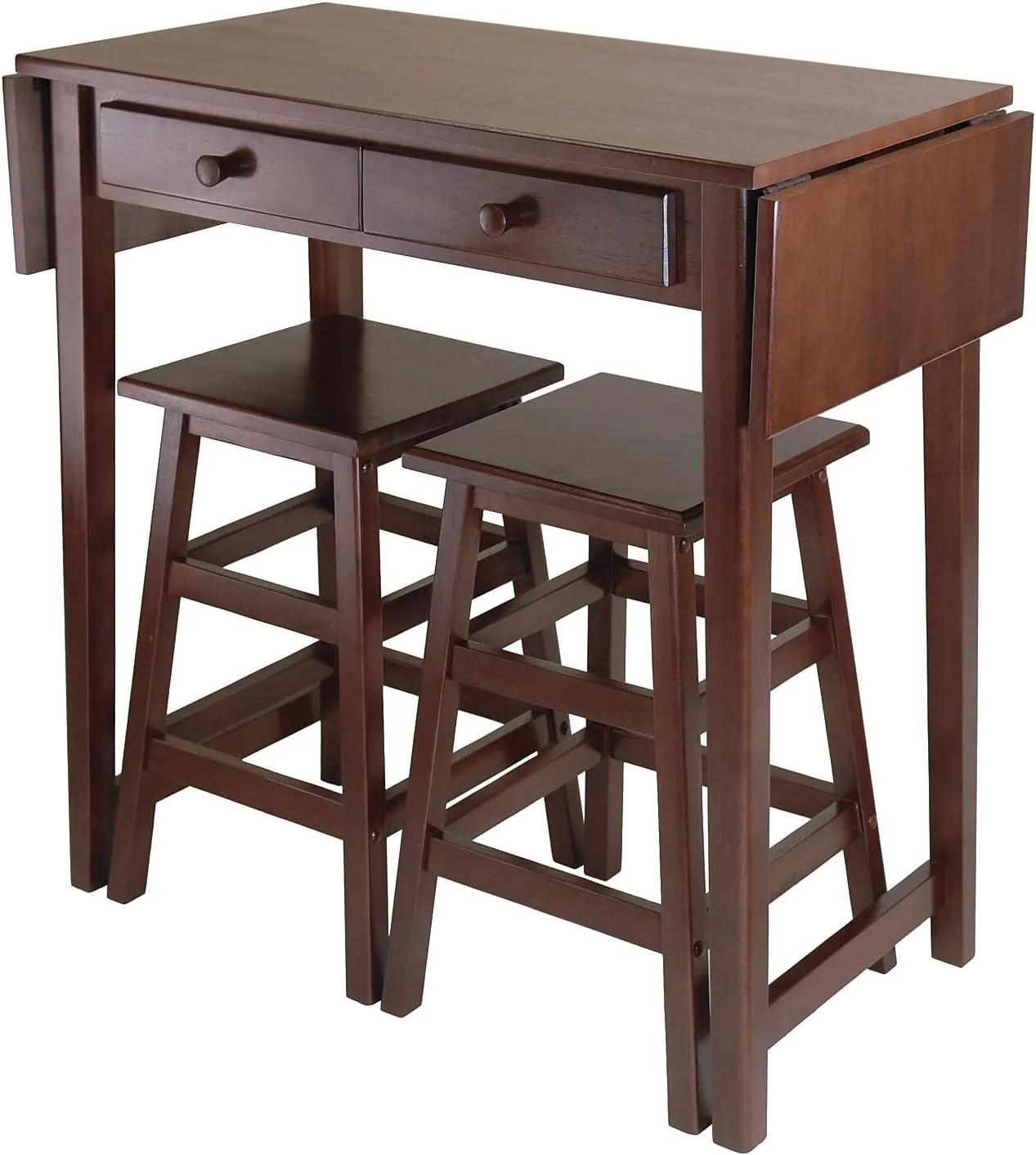 Mercer 33.86 X 49.76 X 18.48-Inch Wood Double Drop Leaf Table With 2 Stool, Cappuccino (40338)