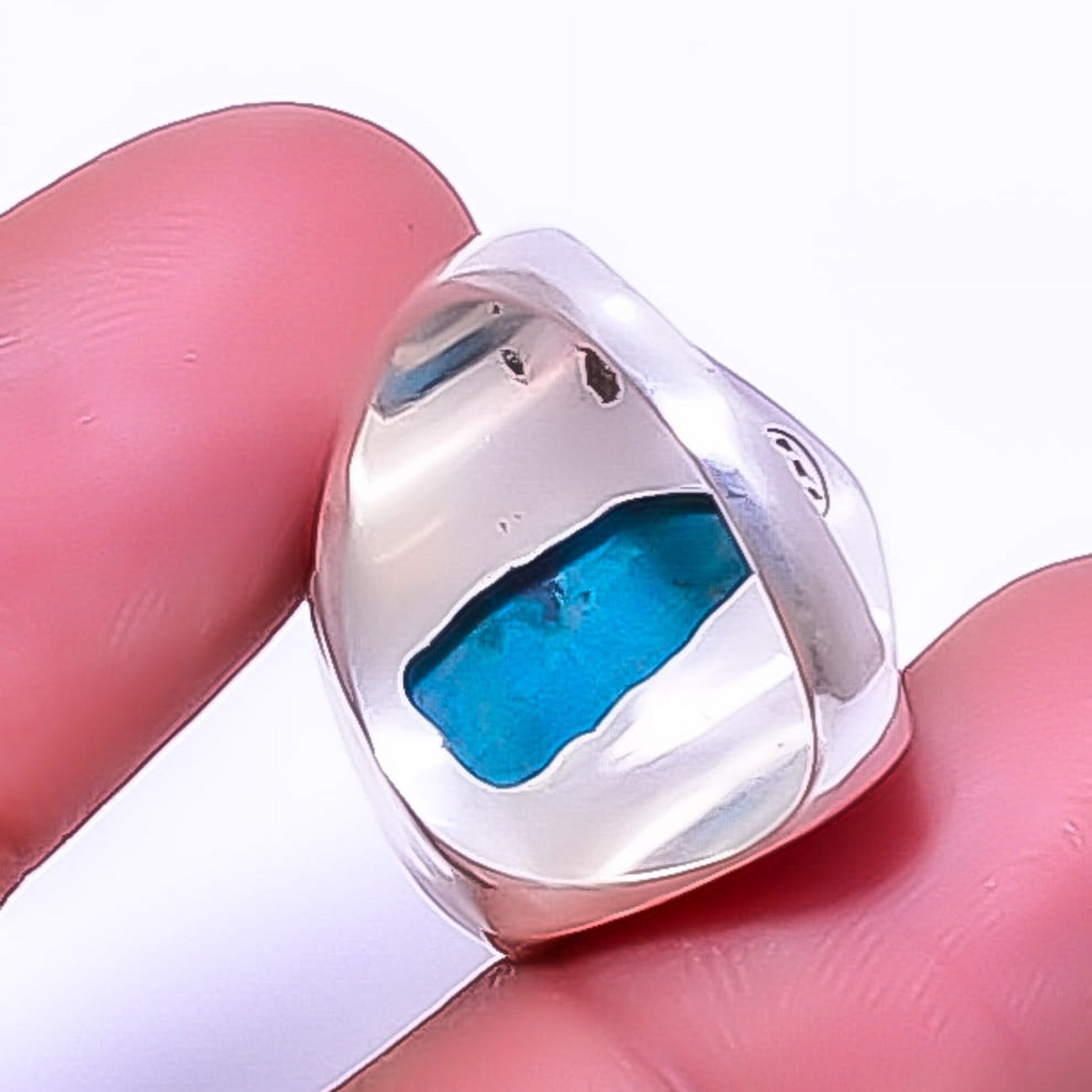Chrysocolla - Peru 925 Silver Plated Handmade Solitaire Ring s.9 T37 A323, Valentine's Day Gift, Birthday Gift, Beautiful Jewelry For Woman & Girls
