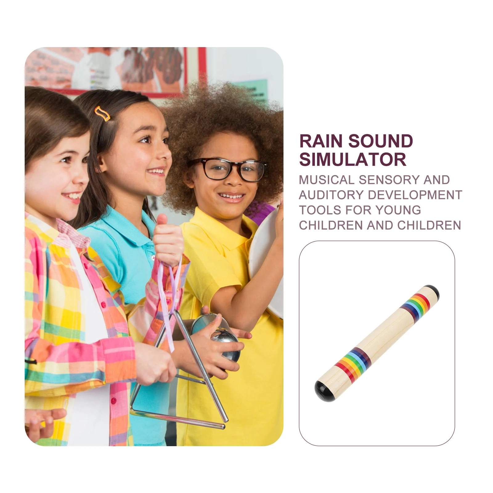 Music Toy Musical Percussion Rain Sound Barrel Wooden Plaything Maker Simulator Child Baby