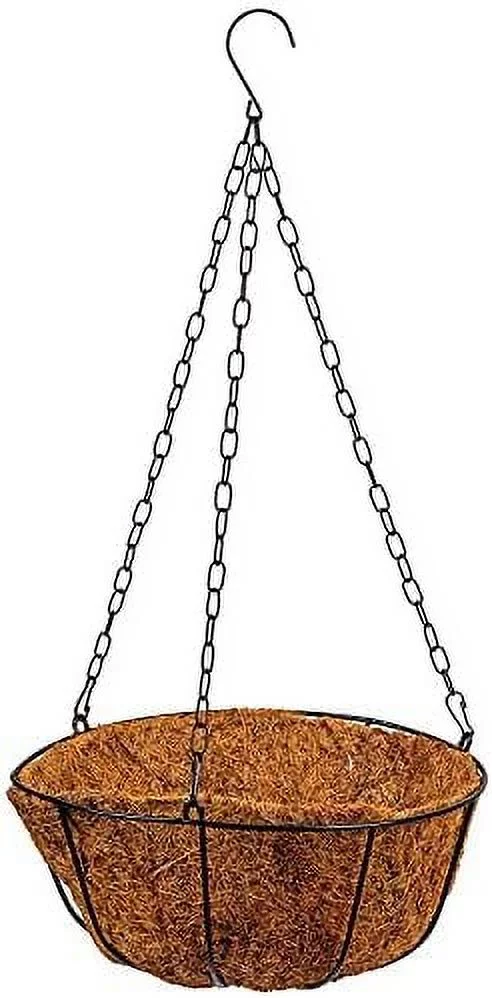 Metal Hanging Planter Basket With Coir Liner 10 Inch Round Wire Plant Holder With Chain Porch Decor Flower Pots Hanger Garden Decoration Indoor Outdoor Watering Hanging Baskets