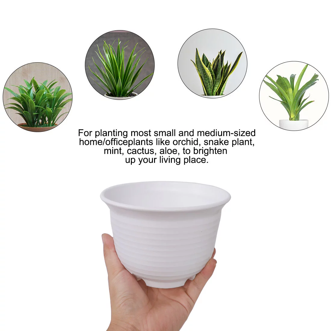 Uxcell Yard Plastic Succulent Plant Flower Pot Holder Container White 6.1 Inches Dia