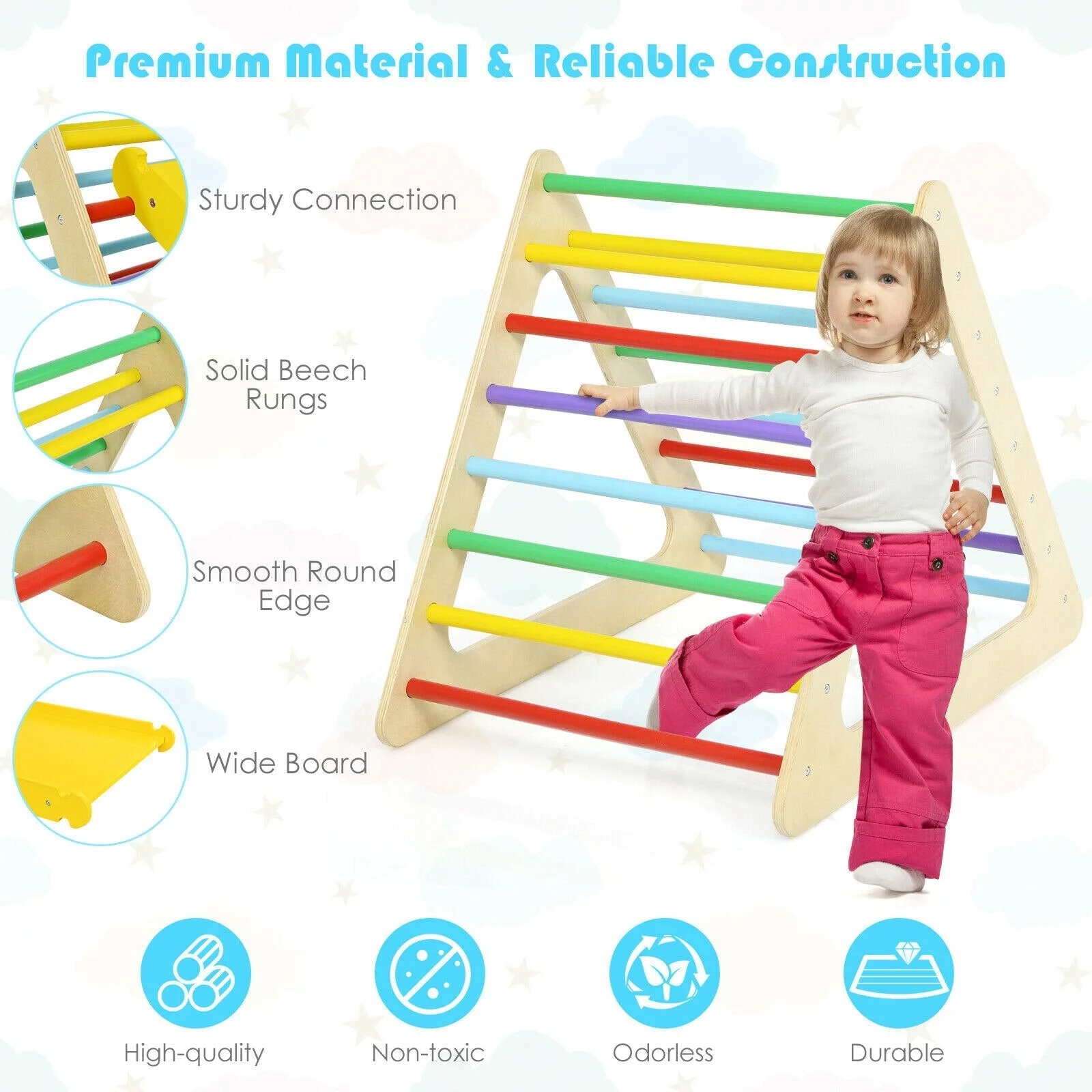 5 in 1 Toddler Playing Set Kids Climbing Triangle & Cube Play Equipment