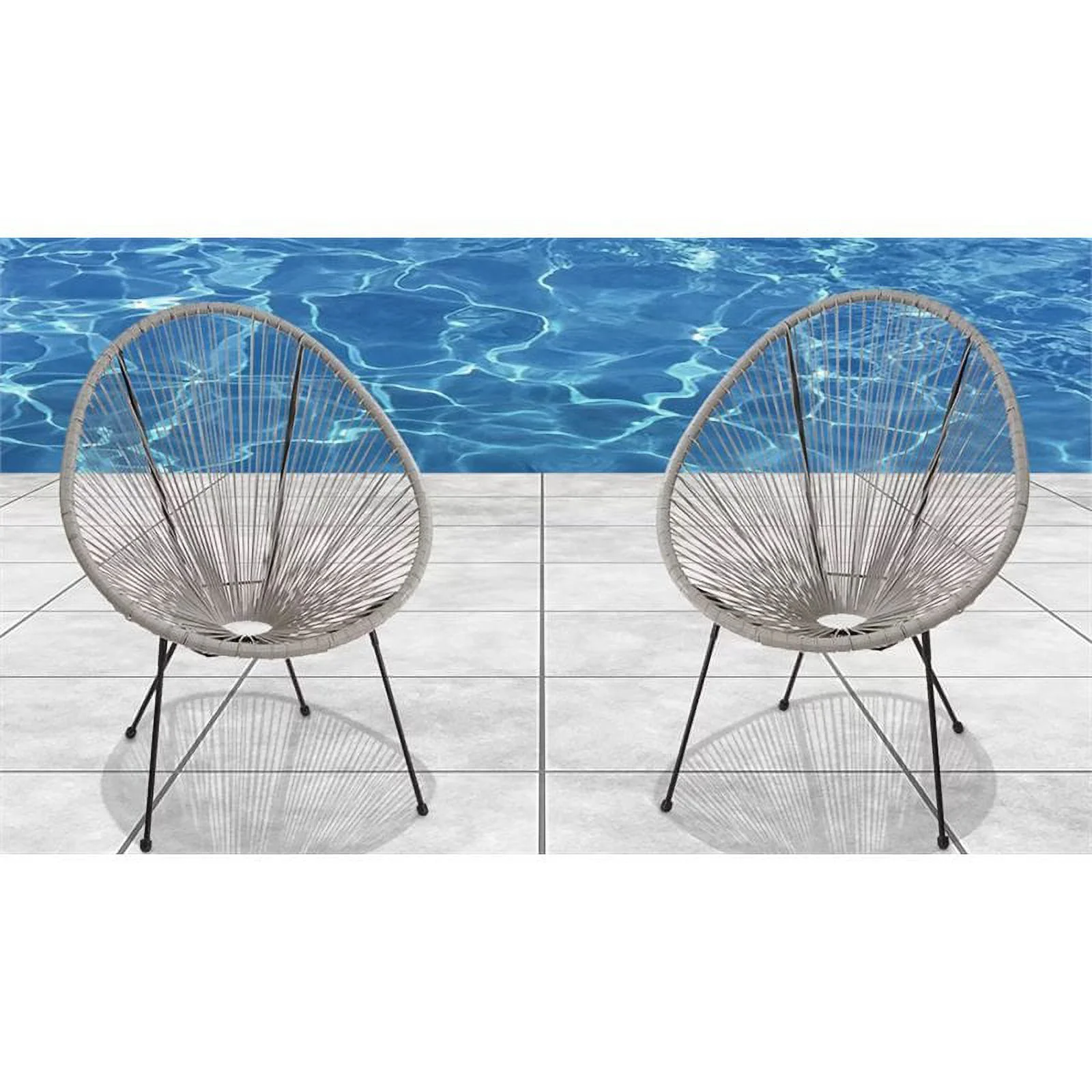 Living Source International Modern Metal Patio Chairs in Gray Finish (Set of 2)