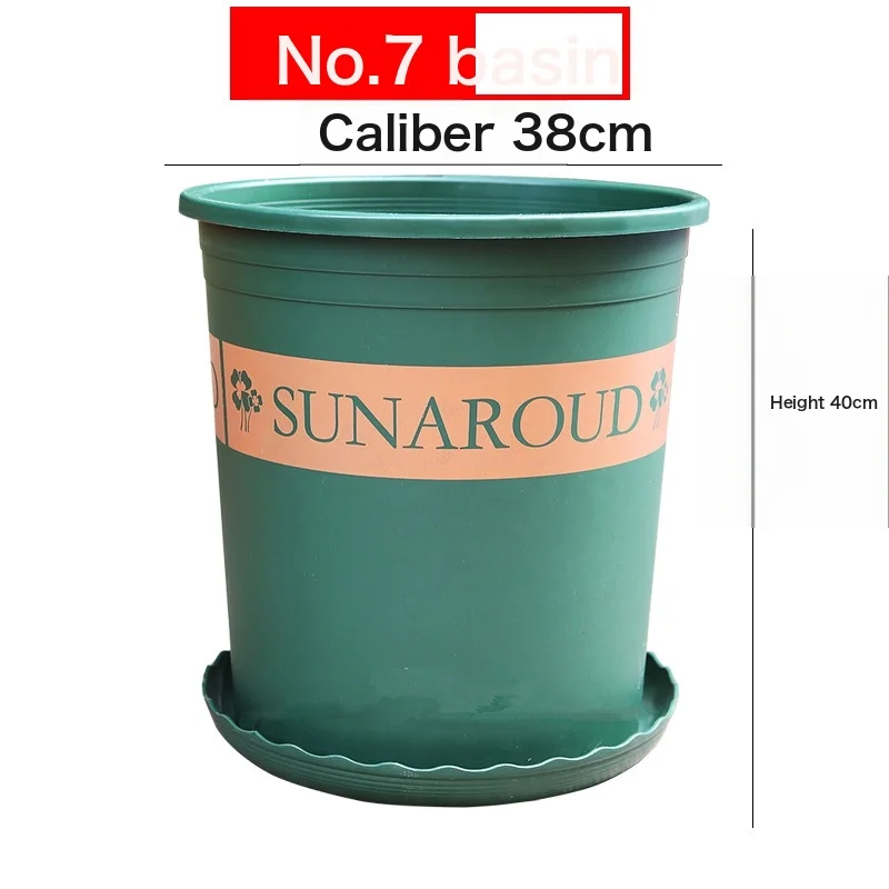 New Gallon Pot Plant Plastic Flower Pot Balcony Balcony Rose Green Dill Round Resin Flower Pot High 1 Gallon [Buy 5 Get 1 Free] Diameter 15.5Cm Real Hair 6 Pots Green (With Tray)-Plastic