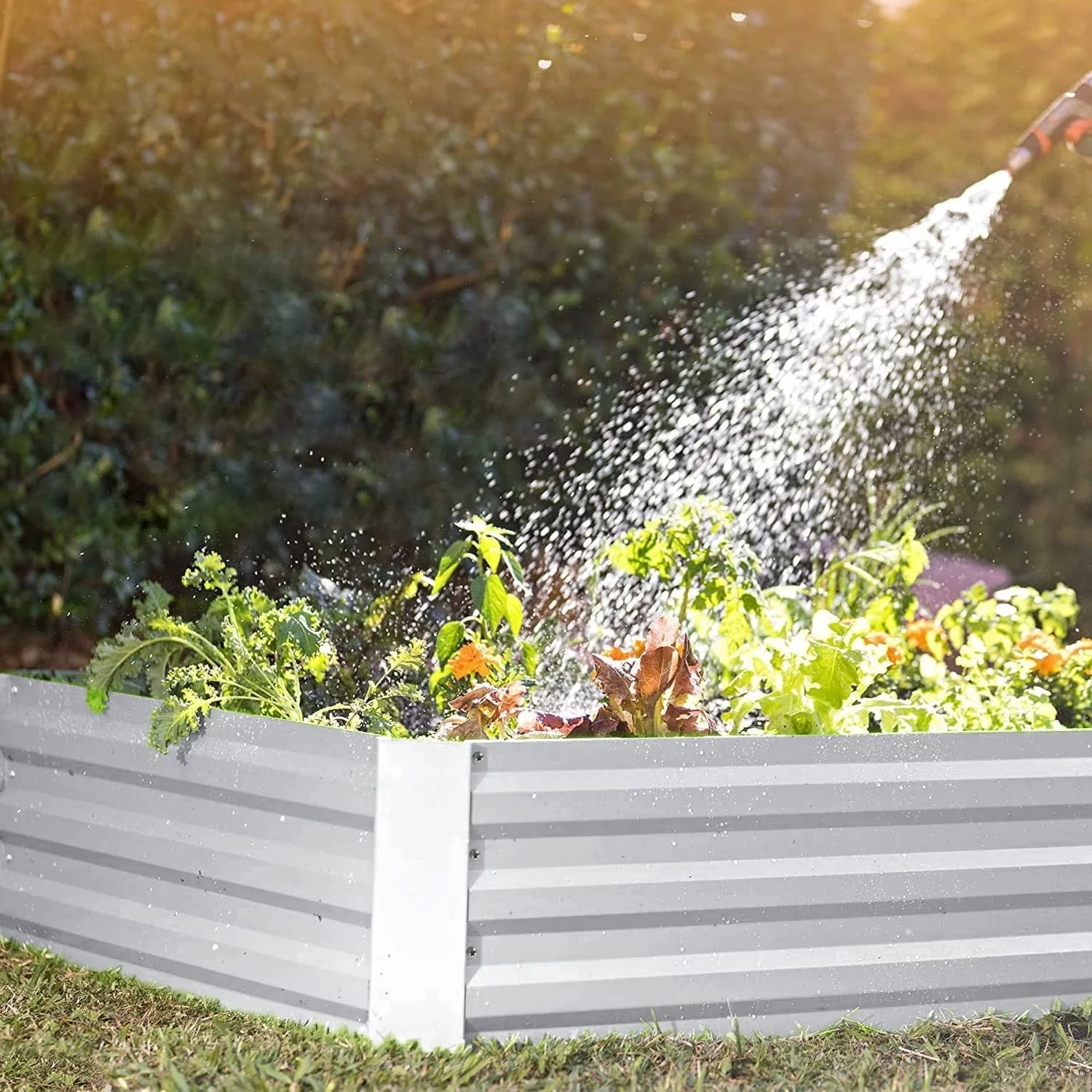 Agfabric silver Planting Bed Raised Garden Bed Metal Garden Beds 2ftx4ft 2ftx4ft