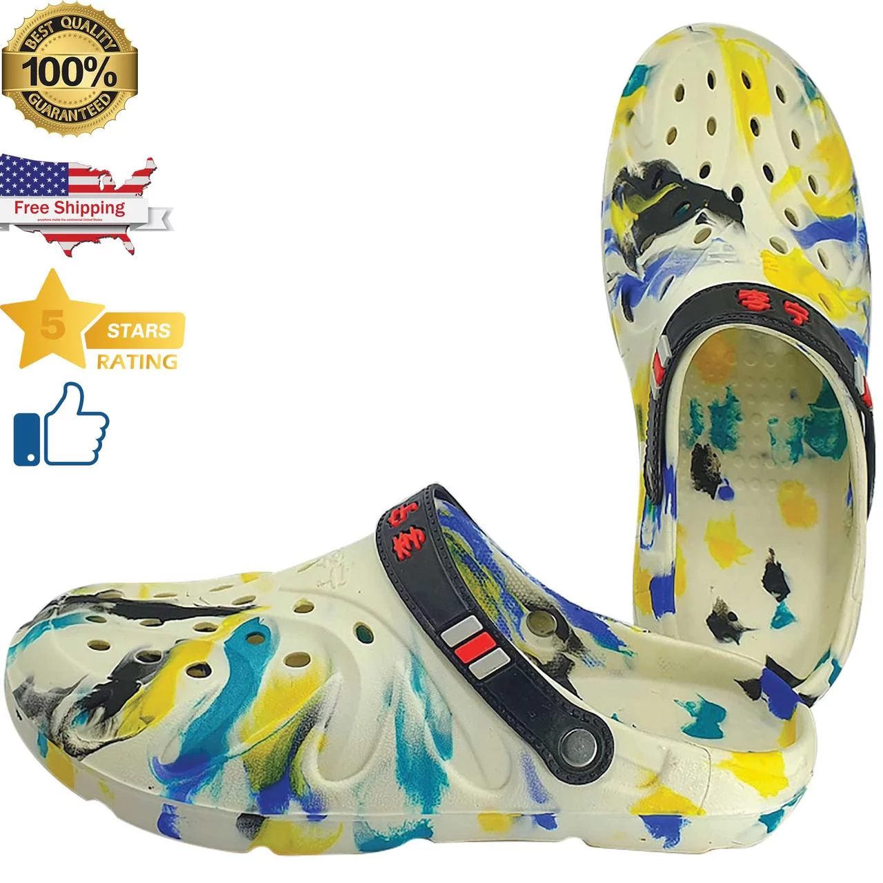 Radyan Rainbow Clogs for Women - Comfortable Slip Resistant Shoes for Men - Perfect Garden Shoes - Mens & Women's Mules & Clogs- Shoe Size: 8