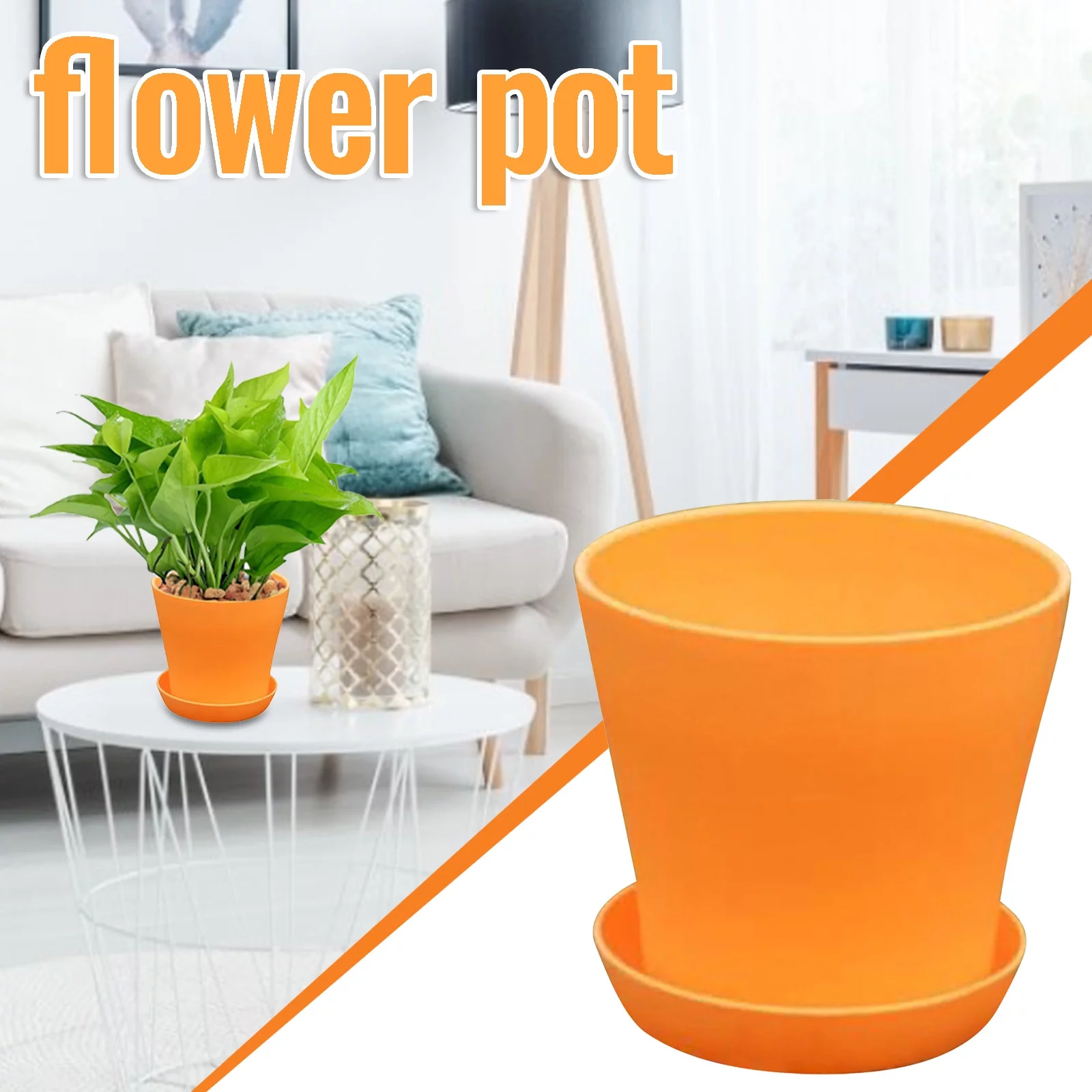 Pompotops 3Pc Open Pot Pp Resin Balcony Green Plant Gardening High Waist Long Pot