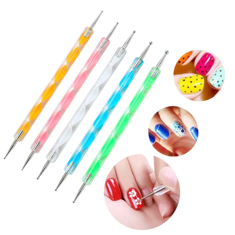 Nail Art Sets 33pcs Nail Supplies Tools Kits with Painting Brushes, Dotting Pen, Striping Line Tapes and foil Stickers