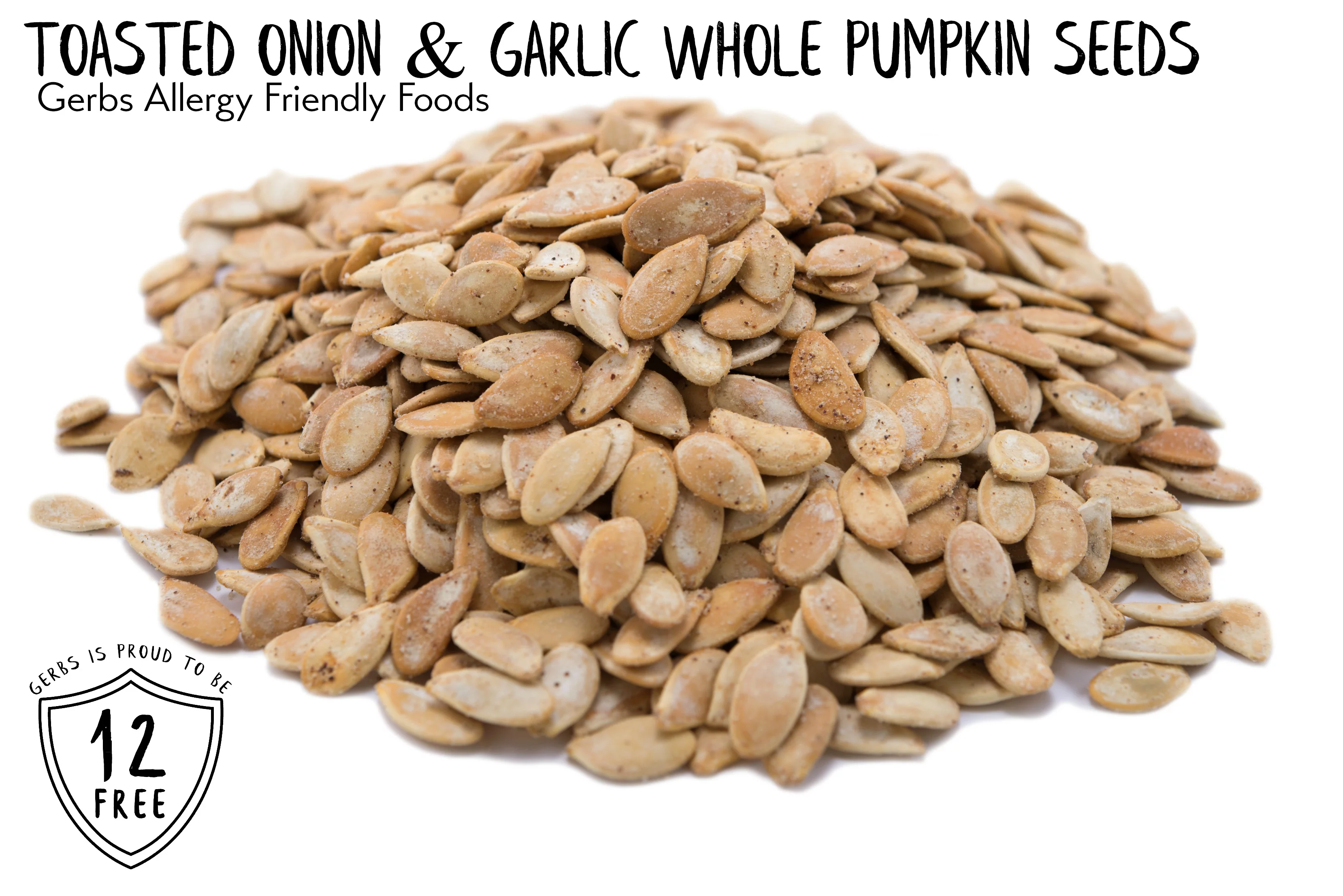 Toasted Onion & Garlic Pumpkin Seeds In Shell by Gerbs - 2 LBS - Top 14 Food Allergen Free & NON GMO - Vegan & Kosher