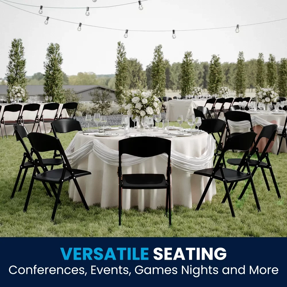 YZL 2 Pack 500 lb. Capacity Heavy Duty Plastic Folding Chair with Built-in Ganging Brackets