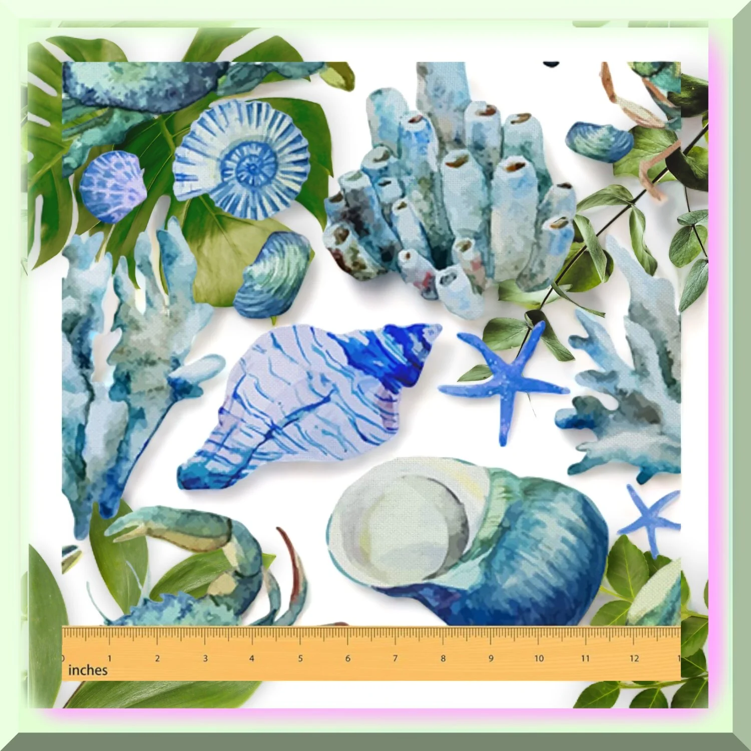 Coral Marine Life Chair Fabric: Seaside Serenity for Upholstery & DIY Projects - 2 Yards