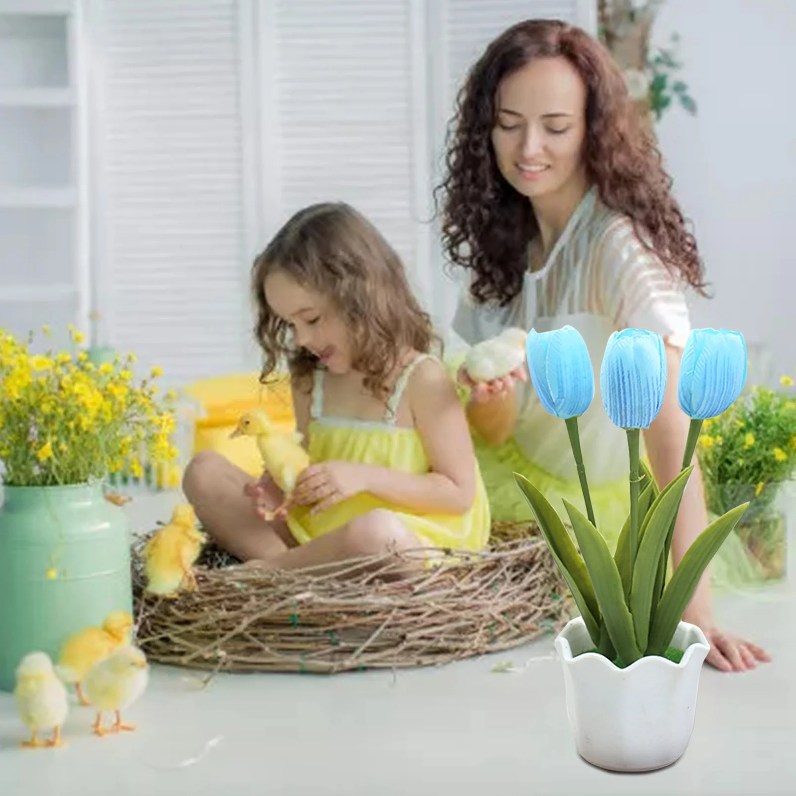 Three-headed tulips flower bonsai creative ornament Utility Tool