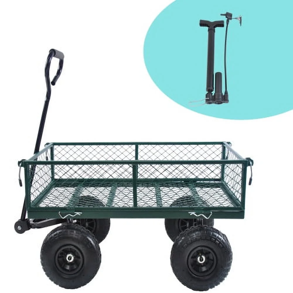 Buumin Wagon Cart Garden cart trucks make it easier to transport firewood (green)