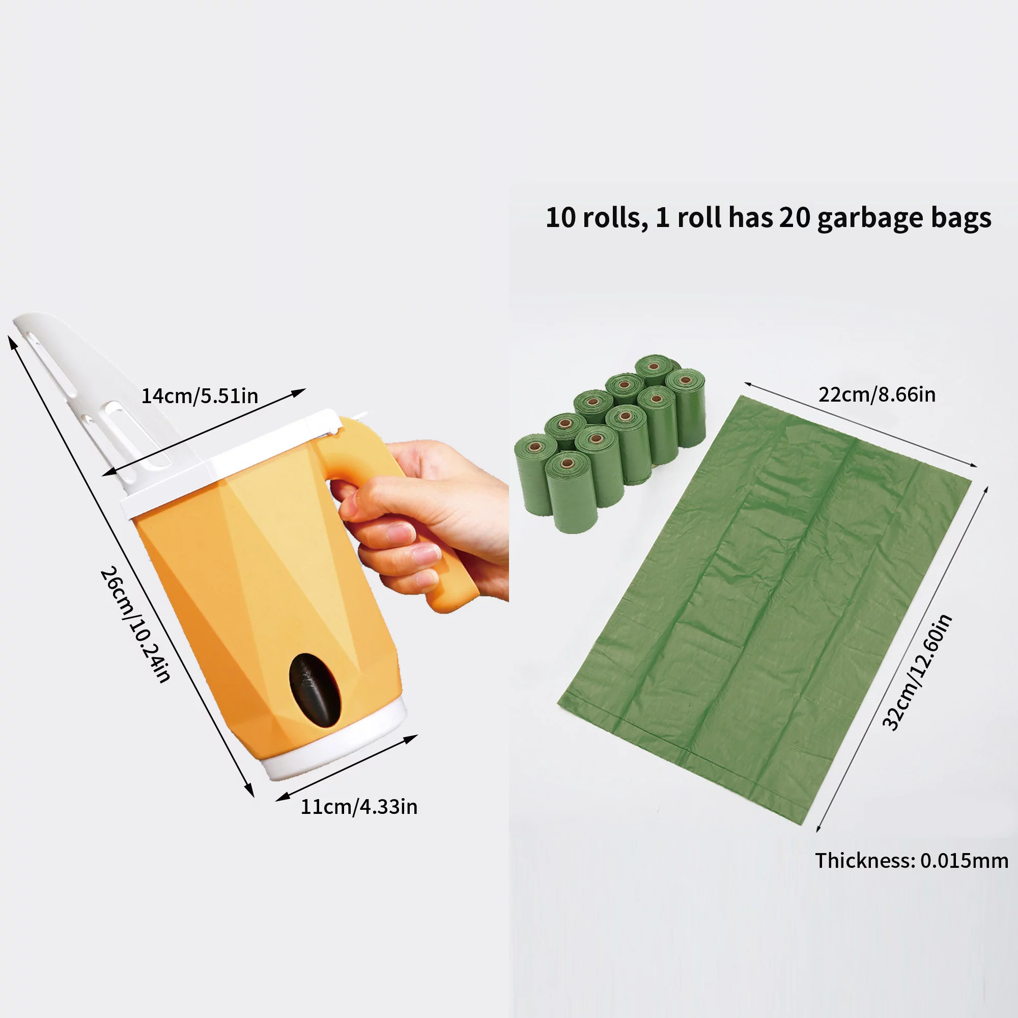 YasTant Cat Litter Scoop with Bag, Integrated Detachable Cat Litter Shovel with Garbage Pail, Cat Litter Sifter Scoop with 10 Rolls/20 Count Poop Bags