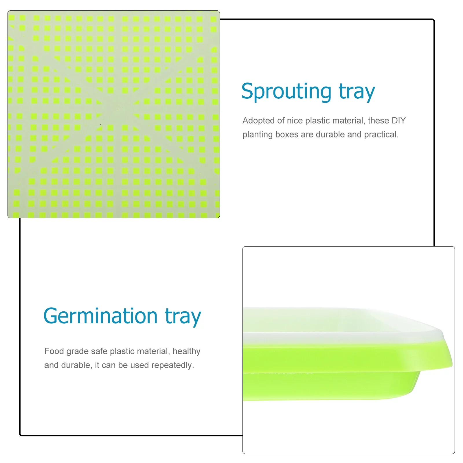 Gongxipen 2 Sets Sprout Vegetable Seedlings Tray Wheatgrass Double-layer Seedlings Box