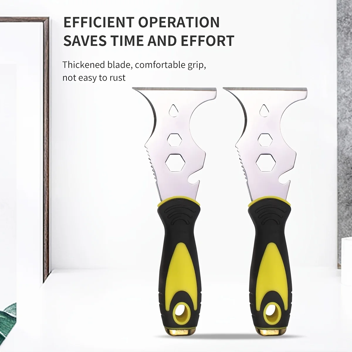 15-in-1 Paint Scraper Set Stainless steel cement shovel with Hammer  Soft Grip Handle  Wood Wallpaper Grout Multi-Tool