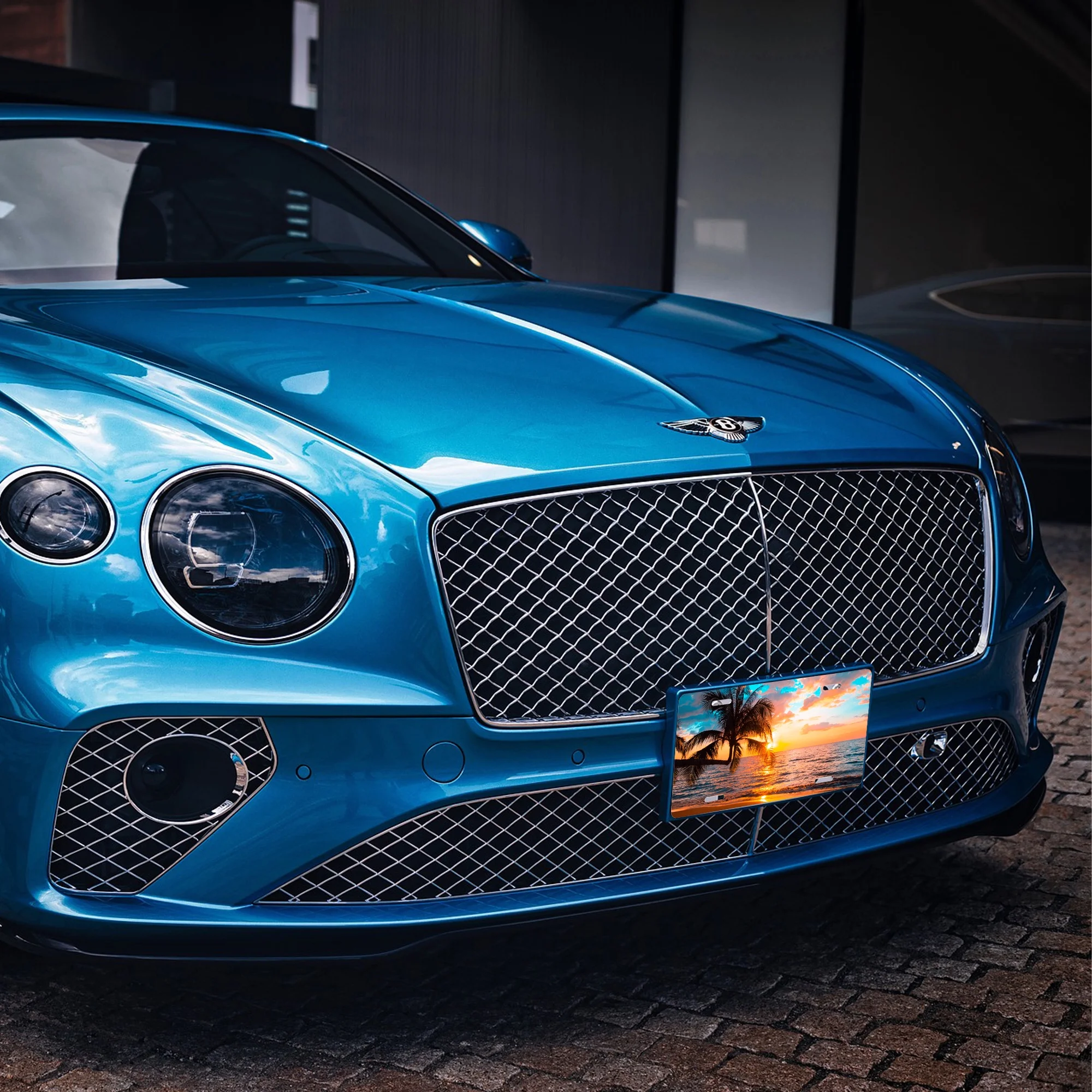 Uiaoiais License Plates Palm Trees Sunset Tropical Sea Beach License Plates Cover Aluminum License