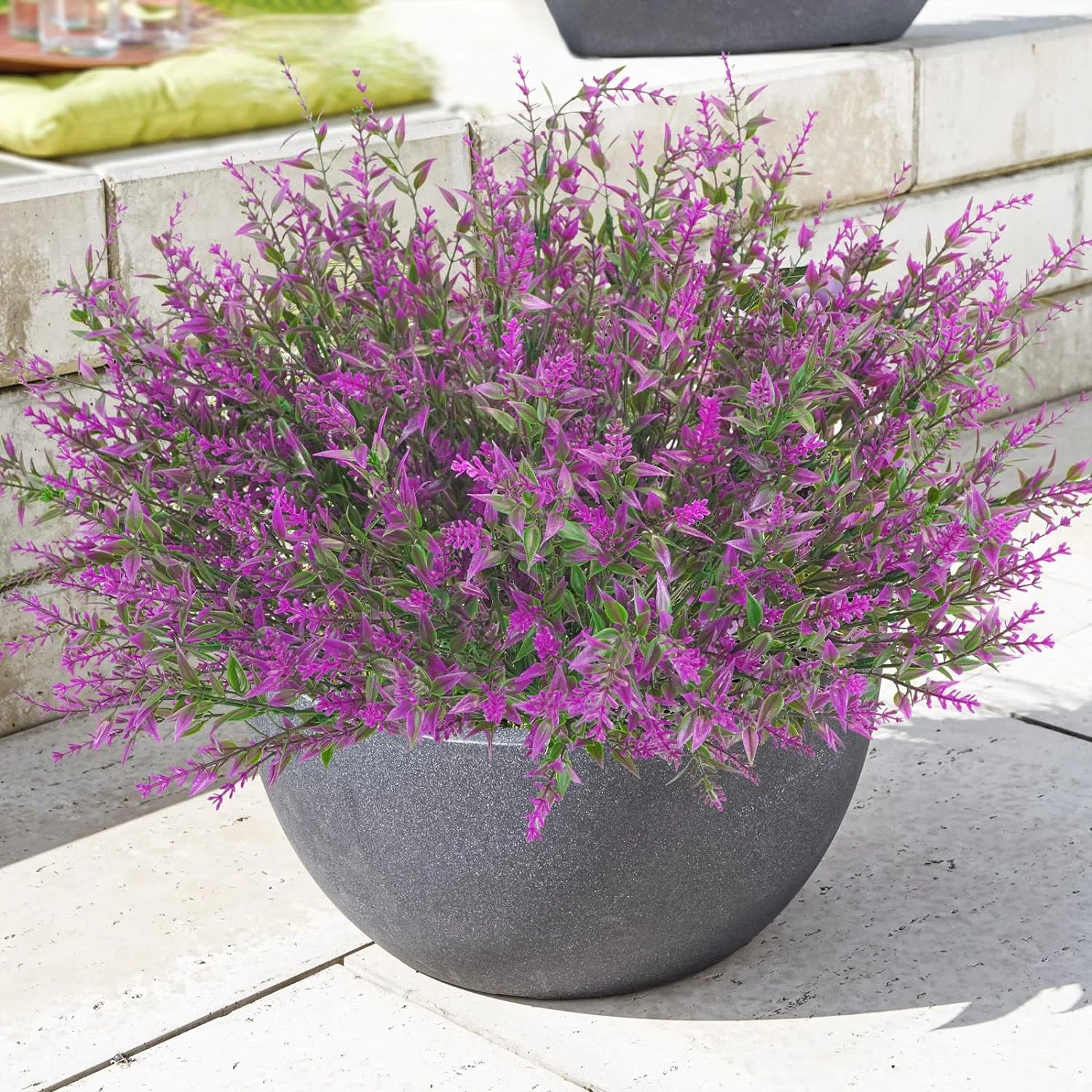 80 Bundles Outdoor Lavender Flowers UV Resistant Artificial Flowers for Outdoor Fake Lavender Plastic Purple Plants for Outside Garden Patio Planters Window Box Porch Summer Decor (Fushia)