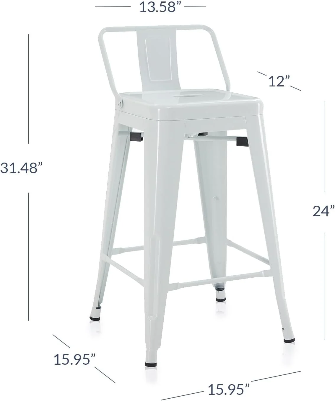 TJCGDTY 24 Inch Modern Stackable Metal  Stools with Wood Seat  Indoor Outdoor Restaurant Patio Kitchen Dining  Antique Farmhouse Vintage Industrial Steel Metal [Set of 4] - Wyatt ()