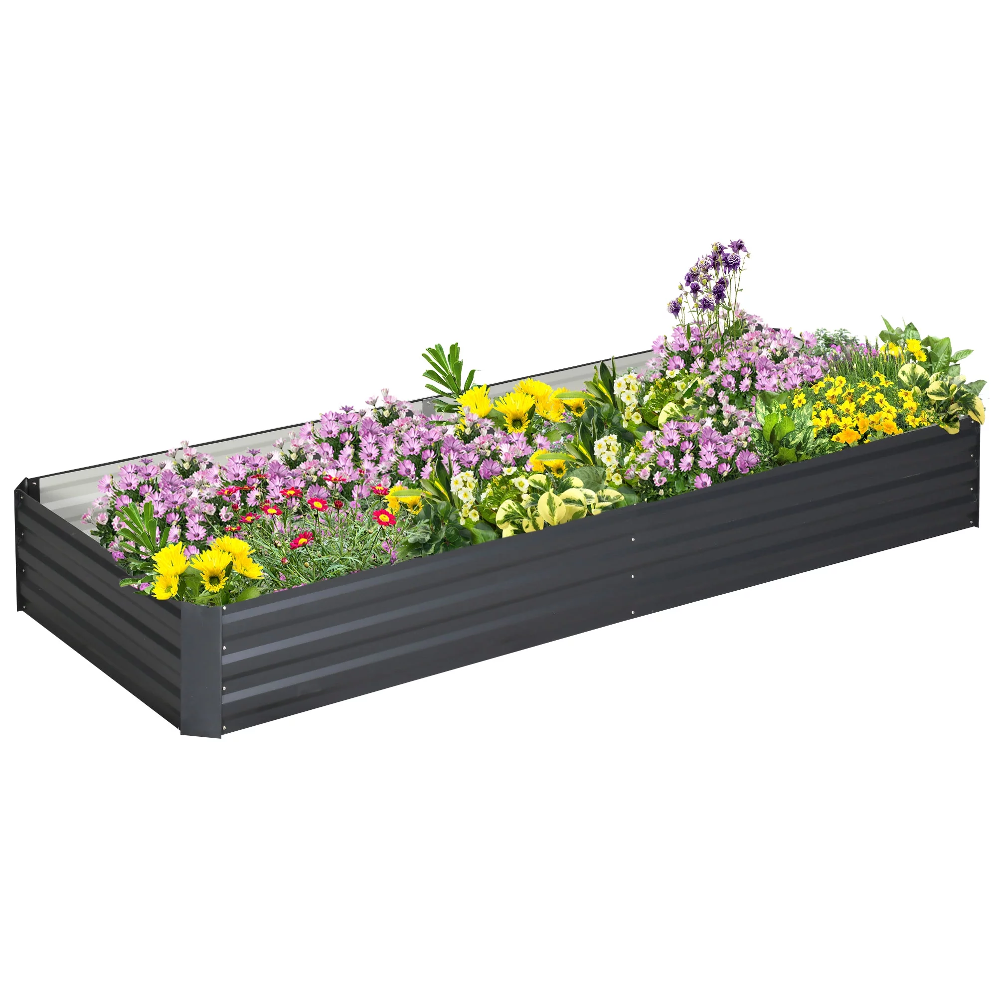 Homiyad Galvanized Raised Garden Bed, 7.9' X 3' X 1' Metal Planter Box, for Growing Vegetables, Flowers, Herbs, Succulents, Gray