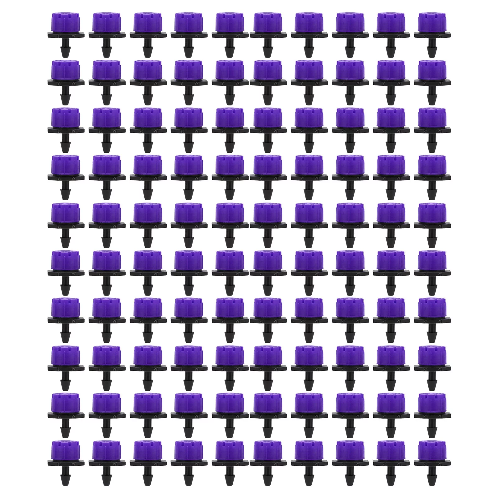 Jadeshay Sprinkler Nozzle 100PCS 360 Degree Adjustable Irrigation Sprinkler 1/4in Drip Irrigation Emitter for Watering System(purple)