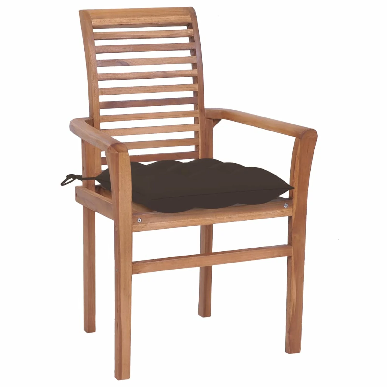 Anself 4 Piece Garden Chairs with Taupe Cushion Teak Wood Outdoor Dining Chair for Patio, Balcony, Backyard, Outdoor Furniture 24.4 x 22.2 x 37 Inches (W x D x H)